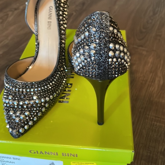 Gianni Bini Mariah Black and Silver Jeweled stiletto heel size 8.5 LIKE NEW - Picture 12 of 12